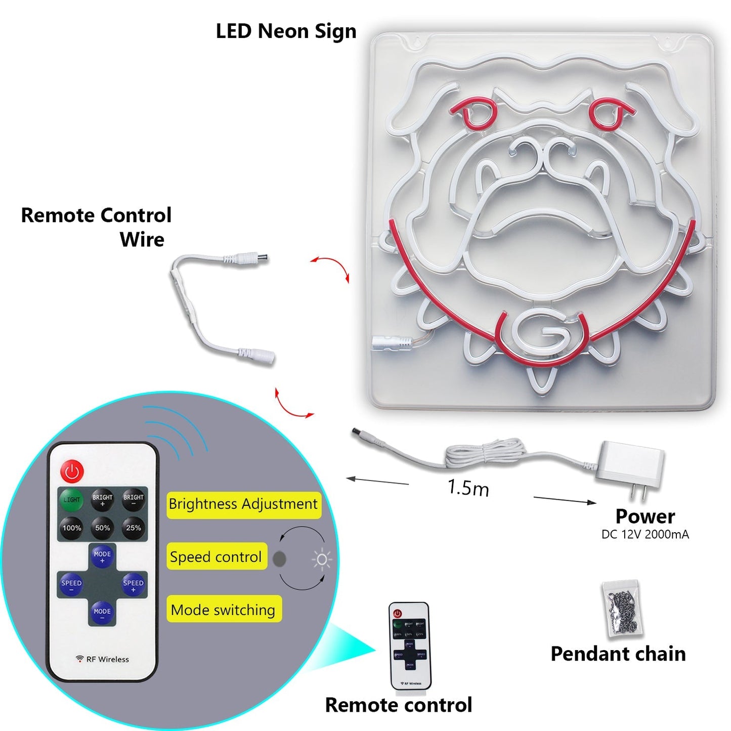 Georgia Bulldogs LED Neon Sign Wall Decoration Room Decoration Bar Decoration Dorm Decor Gifts