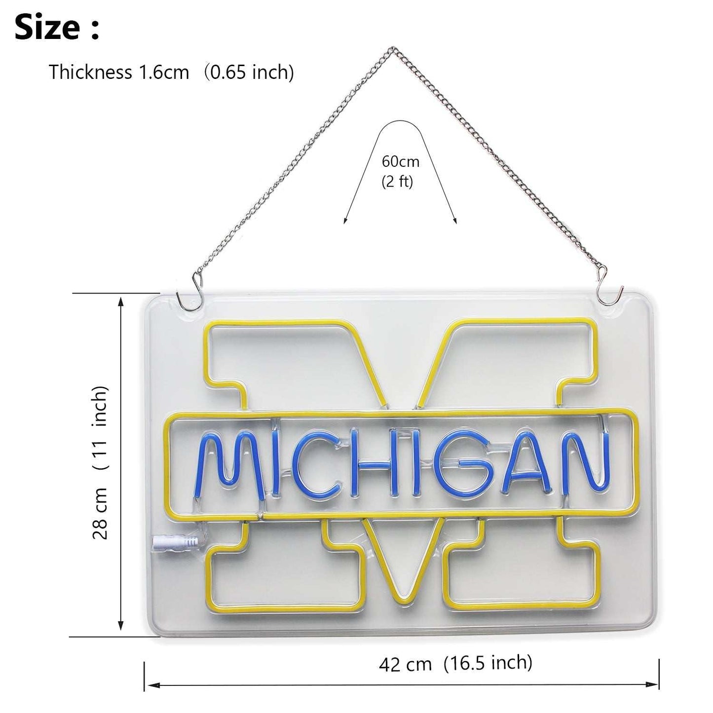 U Michigan Wolverines LED Neon Sign Wall Decoration Room Decoration Dorm Decor Bar Decor