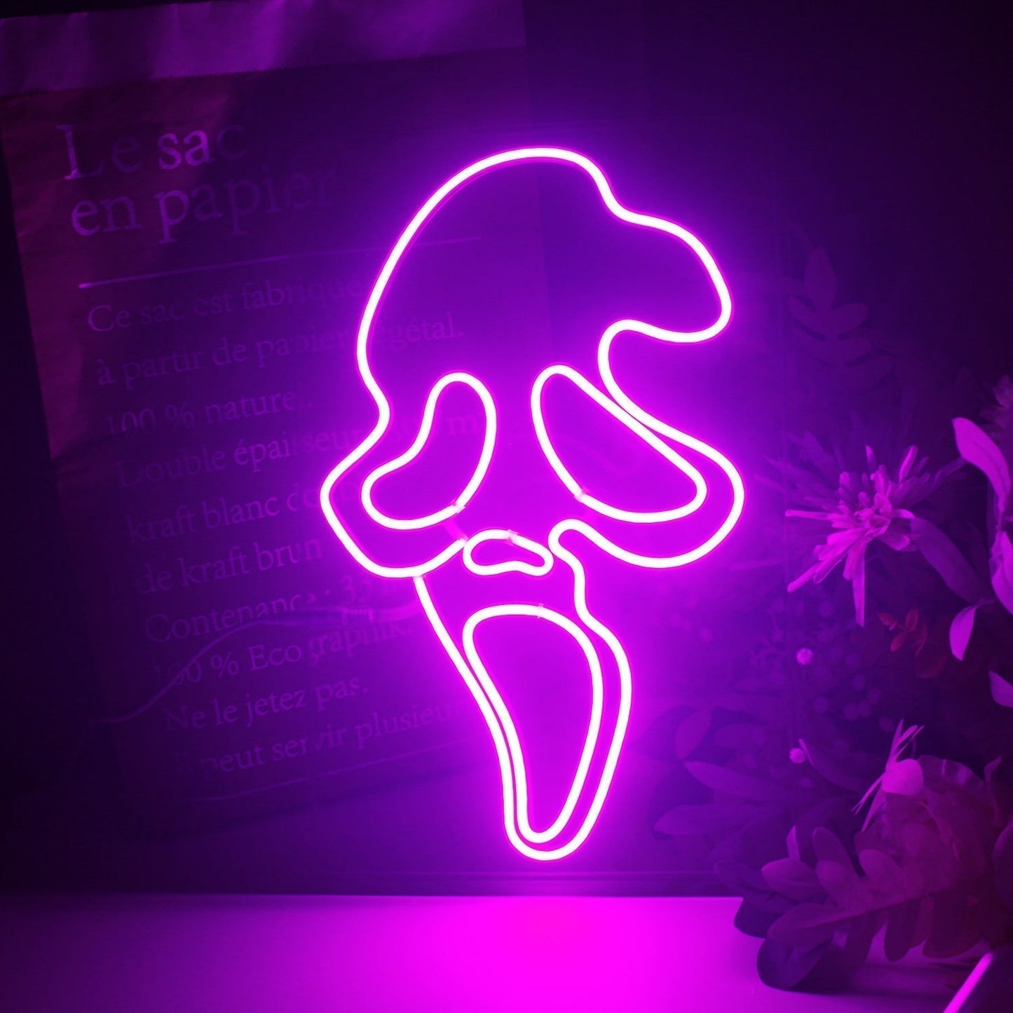 Screaming Ghost Face LED Neon Light Horror Decor scream poster Halloween decor