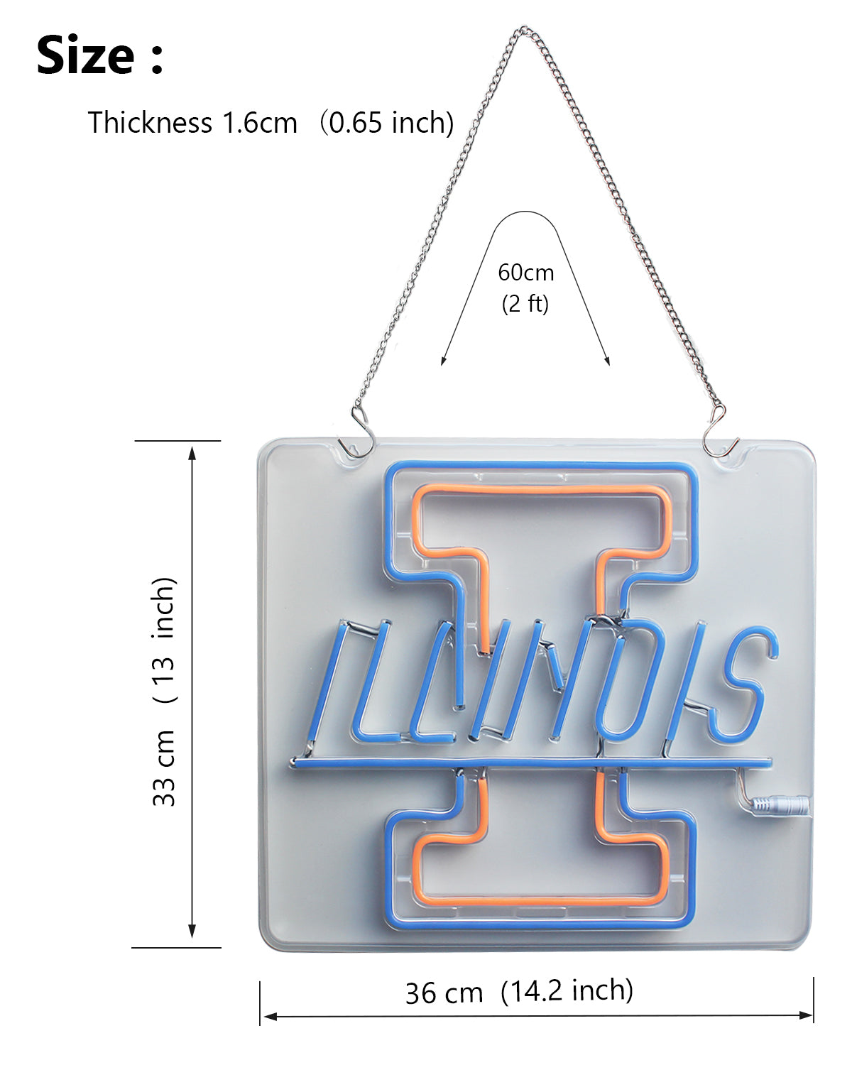 Illinois Fighting Illini Neon Sign For March Madness Wall Decoration, Room Decoration, Bar Decoration, Dorm Decoration