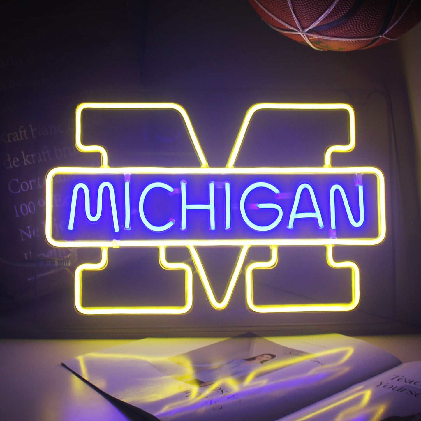 U Michigan Wolverines LED Neon Sign For Wall Decor Room Decor and Party Decor