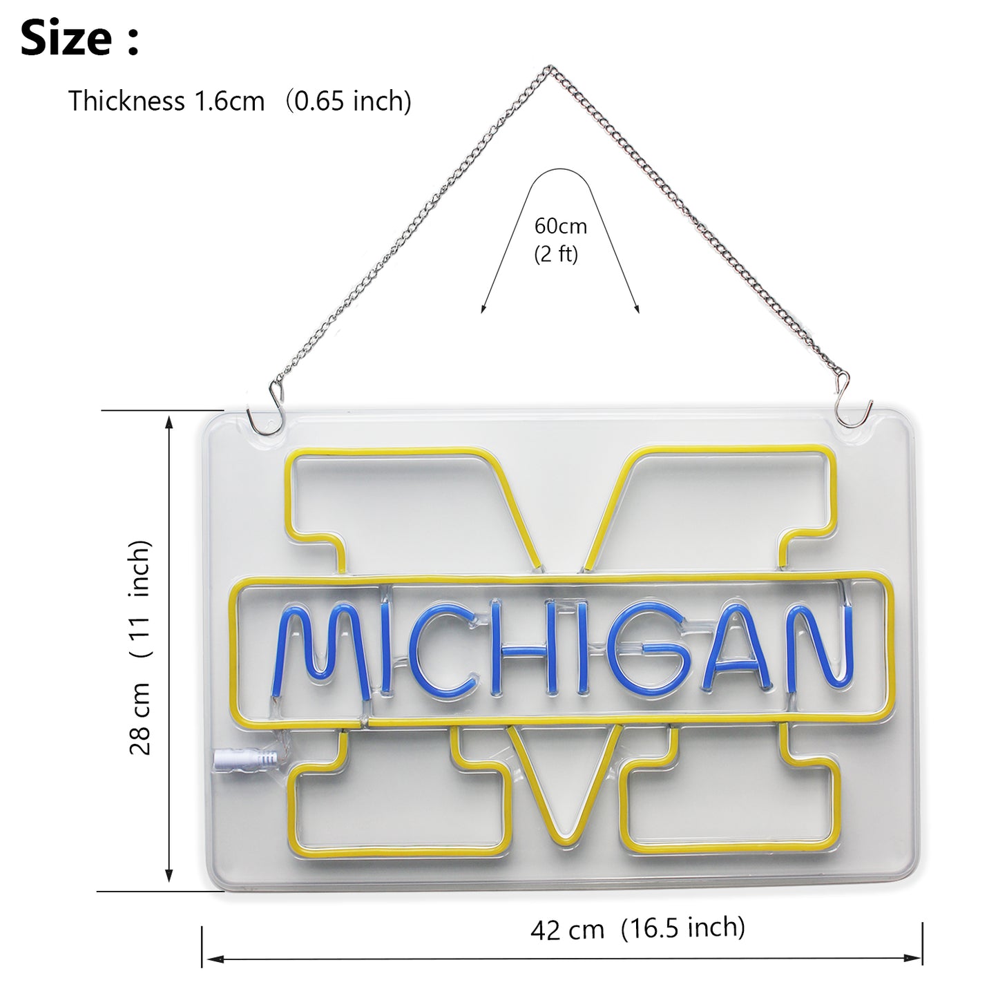 U Michigan Wolverines LED Neon Sign For Wall Decor Room Decor and Party Decor