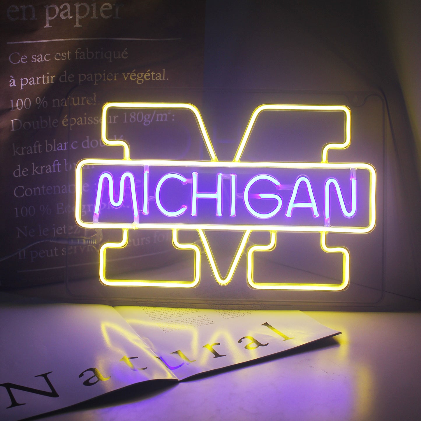 U Michigan Wolverines LED Neon Sign For Wall Decor Room Decor and Party Decor