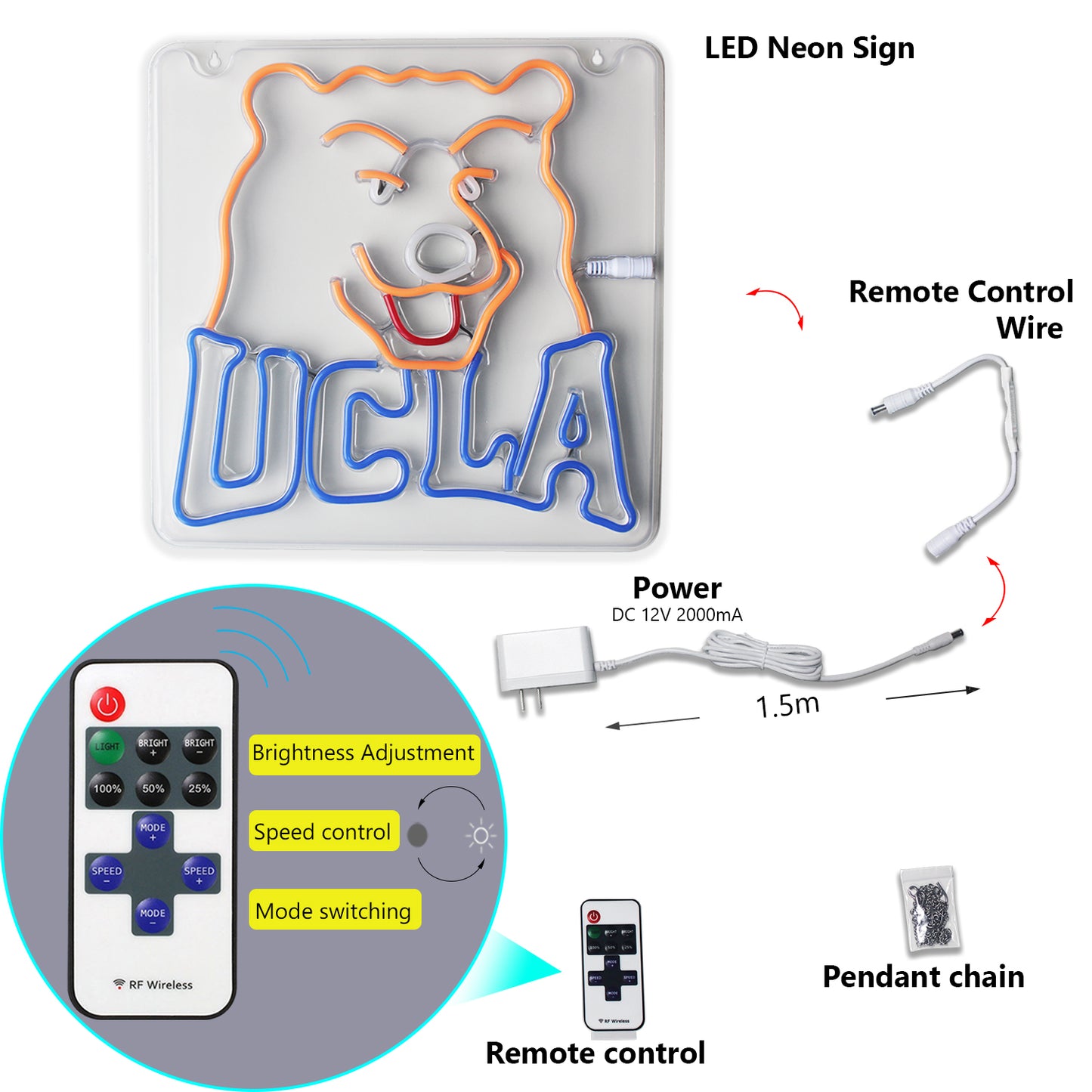 UCLA Bruins LED Neon Sign For Wall Decor Room Decor and Party Decor