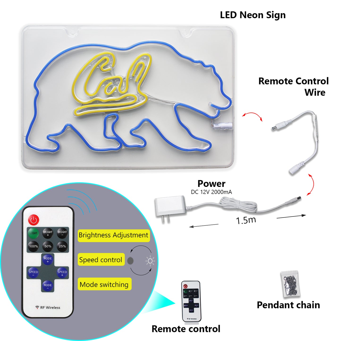 UC Berkeley Cal Bears LED Neon Sign For Wall Decor Room Decor and Party Decor