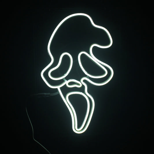 Screaming Ghost Face LED Neon Light, Horror Decor, scream poster, halloween decor Inactive